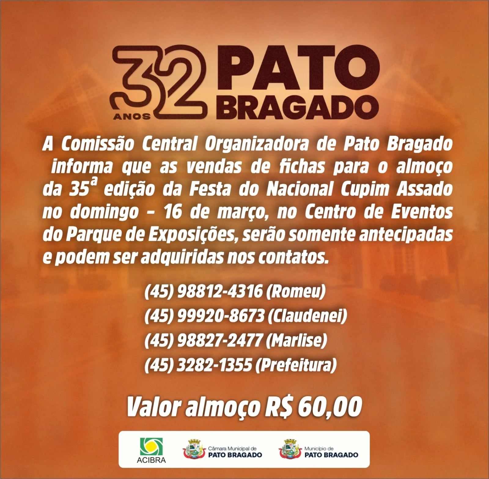 Festa Nacional do Cupim Assado em Pato Bragado: Abertas as vendas de fichas e reservas de cupim para o concurso