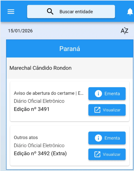 Diário Oficial de Marechal Cândido Rondon também está disponível em aplicativo