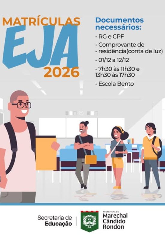 Matrículas abertas para o EJA 2026: sua chance de retomar os estudos em Marechal Cândido Rondon