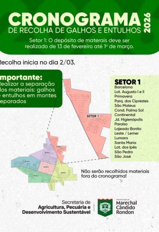 Secretaria de Agricultura rondonense define cronograma de depósito de galhos e entulhos no setor 1