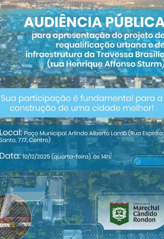 Audiência pública sobre revitalização do entorno da Praça Willy Barth acontece na quarta-feira (10)