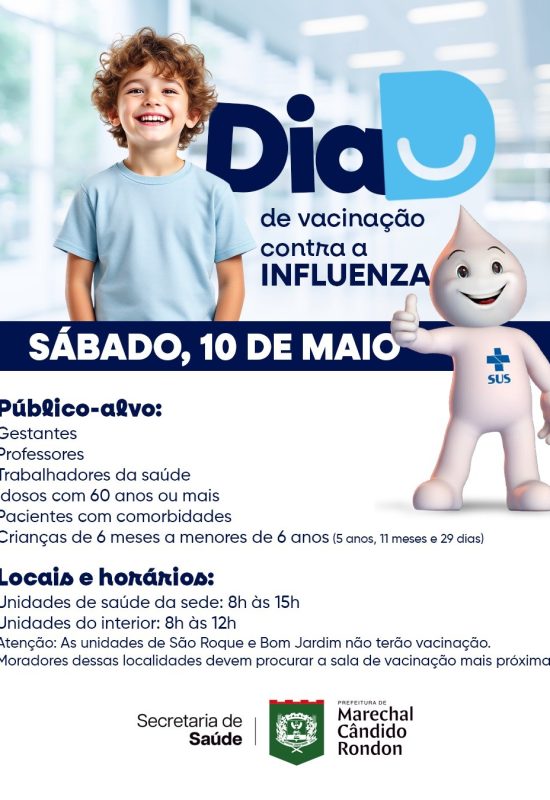 Dia D de vacinação contra a influenza acontece neste sábado em Marechal Rondon