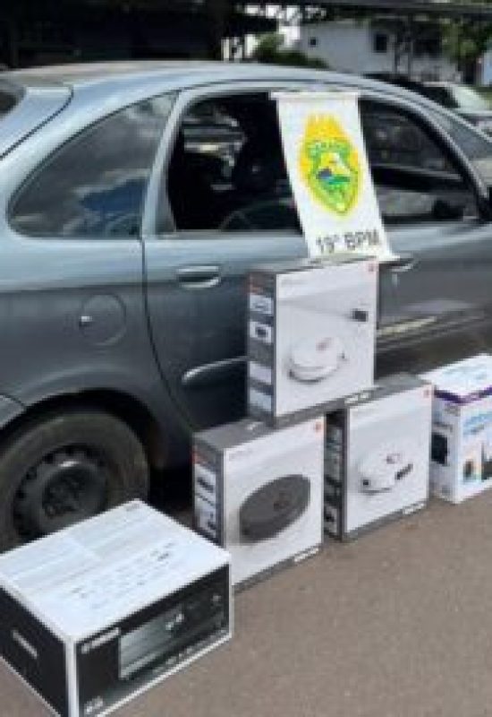 Ação conjunta com helicóptero apreende eletrônicos de origem estrangeira